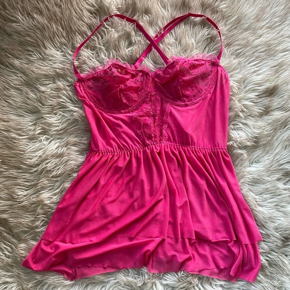 Plus Size Hot Pink Lace/Sheer Lingerie - Size 2X - Picture 3 of 9